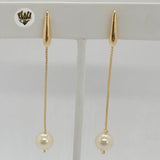 (1-1235-A) Gold Laminate - Long Pearl Earrings - BGF - Fantasy World Jewelry