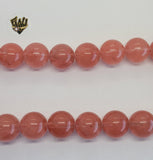 (MBEAD-249-1) 14mm Quarzo Rosa Beads - Fantasy World Jewelry