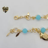 (MBRA-18) Gold Laminate - Link Bracelet w/ Charms - BGF - Fantasy World Jewelry