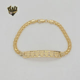 (1-0529) Laminado de oro - Pulsera de búho con eslabones Bismark de 5 mm - 8" - BGF