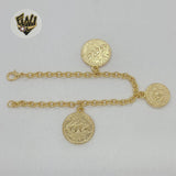 (1-0886) Gold Laminate Bracelet - Rolo Link Coins Bracelet - BGF - Fantasy World Jewelry