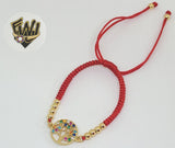 (1-60099) - Gold Plated Red String Bracelet (CZ Stone) - Fantasy World Jewelry