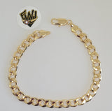 (1-60013-1) Gold Laminate - 7mm Curb Link Men Bracelet- 8.5" - BGF - Fantasy World Jewelry