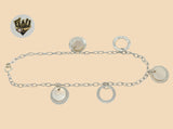 (2-0160-1) 925 Sterling Silver - 3mm Charms Anklet - 10" - Fantasy World Jewelry