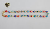 (1-0140-1) Gold Laminate - 5mm Multicolor Eyes Anklets - 10" - BGO - Fantasy World Jewelry