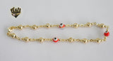 (1-0139) Gold Laminate - 5.5mm Balls and Eyes Anklets - 10" - BGO - Fantasy World Jewelry