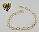 (1-0453) Gold Laminate Bracelet - 2mm Hearts Link - 7" - BGO - Fantasy World Jewelry