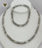 (4-7130) Stainless Steel - 6mm Alternative Link Men Set - 22''. - Fantasy World Jewelry