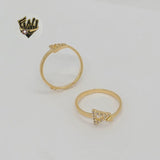 (1-3038) Gold Laminate - Zircon Triangle Ring - BGF - Fantasy World Jewelry