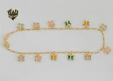 (1-0127) Gold Laminate - 2mm Figaro Butterfly Anklet - 9.5" - BGF - Fantasy World Jewelry