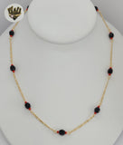 (1-3902-A) Gold Laminate - 6mm Azabache Necklace - BGF