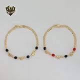 (1-0536) Laminado de oro - Brazalete de elefantes con eslabones marineros de 4 mm - 7,5" - BGF
