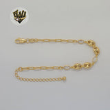 (1-0755-2) Gold Laminate - 4mm Paper Clip Link Hollow Puff Bracelet - 7" - BGF