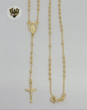 (1-3332) Gold Laminate - 3mm Beads Rosary Necklace - 18" - BGF. - Fantasy World Jewelry