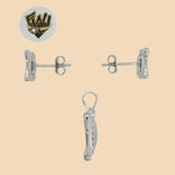(2-6333) 925 Sterling Silver - Square Zircon Set. - Fantasy World Jewelry