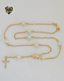(1-3304-3) Gold Laminate - 2mm Miraculous Virgin Rosary Necklace - 18" - BGF.