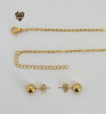 (4-7076) Stainless Steel - 2mm Abalone Set - 18". - Fantasy World Jewelry