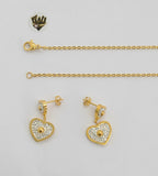 (4-9087) Stainless Steel - 2mm CZ Heart Set - 20". - Fantasy World Jewelry