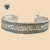 (2-0737) 925 Sterling Silver - 15mm Open Oxidized Bangle- 2.3/4" - Fantasy World Jewelry