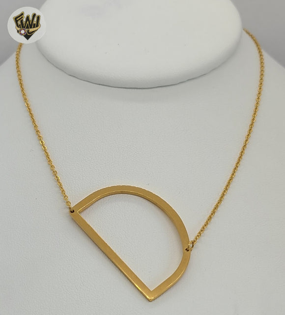 (MNECK-04) Stainless Steel - 2mm Rolo Link Letter Necklace - 20