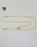 (1-3302) Laminado de oro - Collar Rosario Virgen María de 5 mm - 18" - BGO