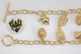 (1-0561) Gold Laminate Bracelet-7.5mm Link Bracelet w/Charms -8''-BGO - Fantasy World Jewelry
