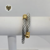 (4-5066) Stainless Steel - 6mm Open Two tone Bangle. - Fantasy World Jewelry