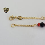 (1-0685) Gold Laminate - 2.5mm Curb Link Bracelet w/ Azabache - 7" - BGO - Fantasy World Jewelry