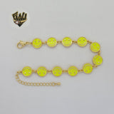 (1-0775-2) Laminado de oro - Pulsera de carita feliz de 10 mm - 18 cm - BGO