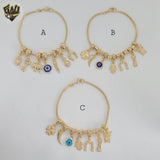 (MBRA-27) Gold Laminate - Charms Bracelet - 7.5" - BGF