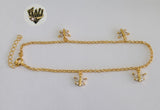 (1-0199) Gold Laminate - 2mm Rolo Anklets w/Charms - 9" - BGO - Fantasy World Jewelry