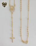 (1-3318) Gold Laminate - 2.5mm Miraculous Virgin Rosary Necklace - 18" - BGF