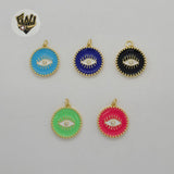 (1-2494) Gold Laminate - Colorful Round Eyes Pendants - BGO
