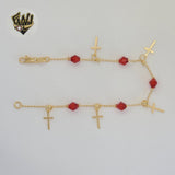 (1-0620) Gold Laminate - 1mm Crosses Charms Bracelet - 7.5" - BGF
