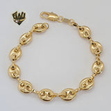 (1-0429) Gold Laminate - 8mm Puff Marine Bracelet- 7.5" - BGF - Fantasy World Jewelry