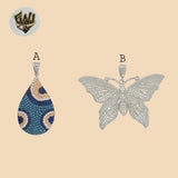 (2-1451) 925 Sterling Silver - Zircon Big Size Pendants.