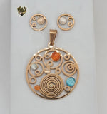 (4-9001) Stainless Steel - Rose Gold Circles Set. - Fantasy World Jewelry