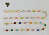 (1-0125) Gold Laminate - 5mm Multicolor Zircon Anklet - 10" - BGF - Fantasy World Jewelry