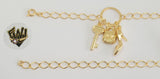 (1-0904) Gold Laminate - 5.5mm Open Link w/ Charms Bracelet - 7" - BGO - Fantasy World Jewelry