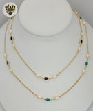 (1-3902-J) Gold Laminate - 6mm Colorful Necklace - BGO