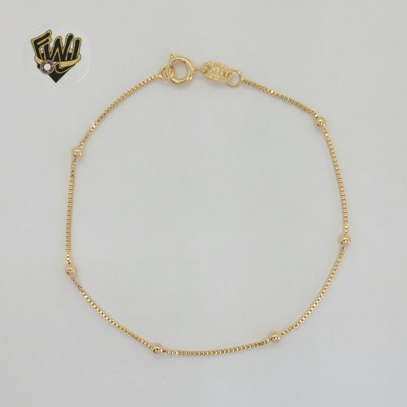 (1-0703-1) Gold Laminate - 1mm Box Link Balls Bracelet - BGF