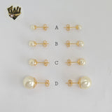 (1-1019-1) Gold Laminate - Pearl Stud Earrings - BGF