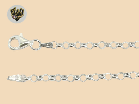 (2-0131) 925 Sterling Silver - 3mm Rolo Link Anklet - 10