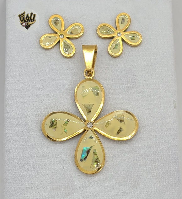 (4-9082) Stainless Steel - Flower Set. - Fantasy World Jewelry