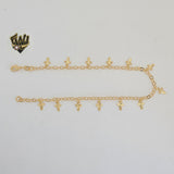 (1-0163) Gold Laminate - 3mm Open Link Crosses Anklet - 9.5" - BGF
