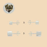 (2-3201) 925 Sterling Silver - Plain Square Stud Earrings. - Fantasy World Jewelry
