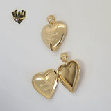 (1-2391) Laminado de oro - Colgante de corazón con medallón abierto - BGF