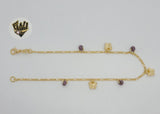 (1-0266) Gold Laminate - 2mm Figaro Link Butterfly Anklet - BGF - Fantasy World Jewelry