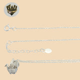 (2-66001) 925 Sterling Silver - 1mm Link Necklace with Charm - 18" - Fantasy World Jewelry