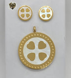 (4-9103) Stainless Steel - Clover Set. - Fantasy World Jewelry
